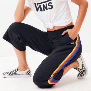 NWT VANS Rainee Rainbow Crop Pants Black Stripe XS